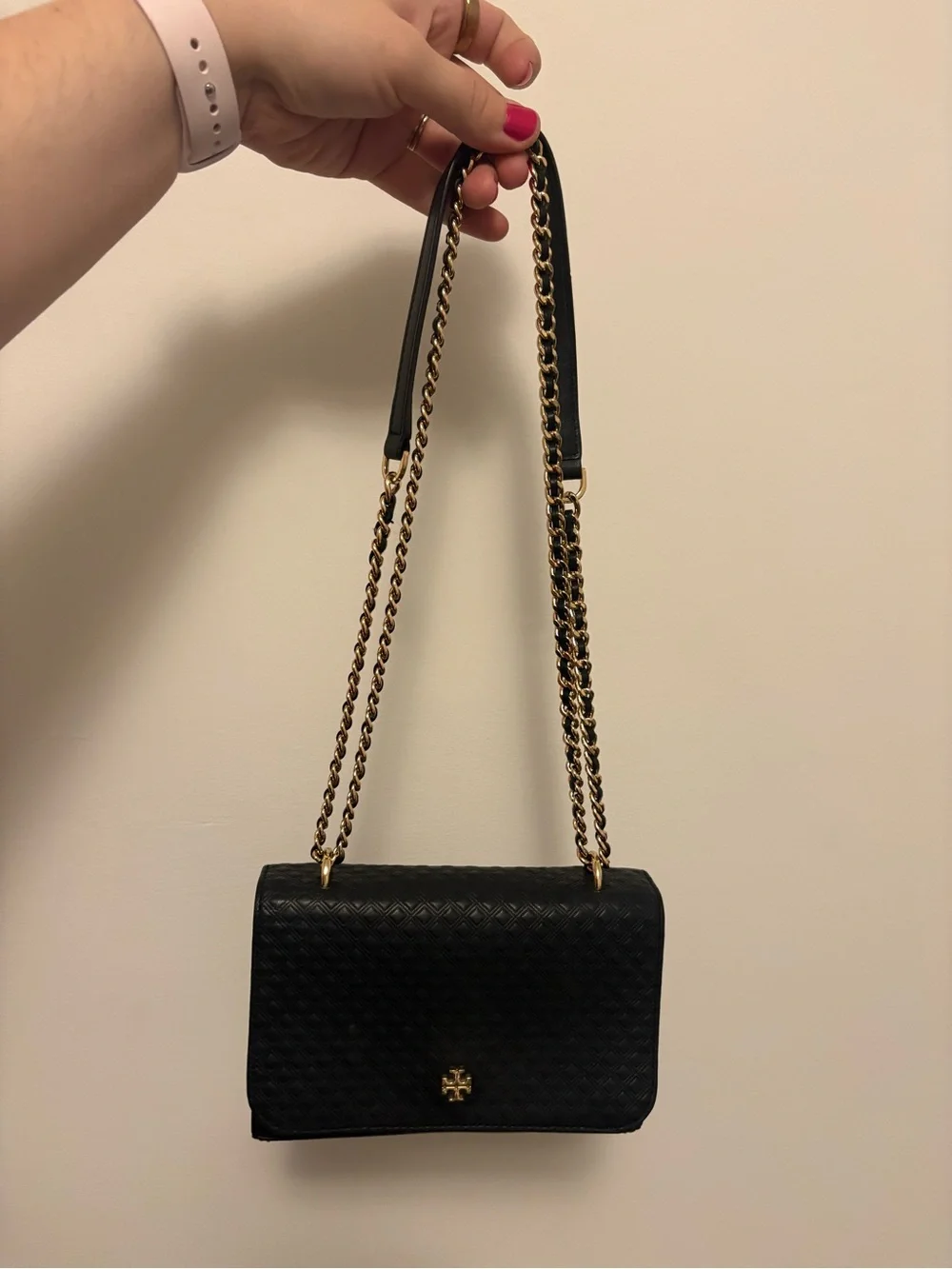 Tory Burch Marion Quilted Black Chain Shoulder Bag